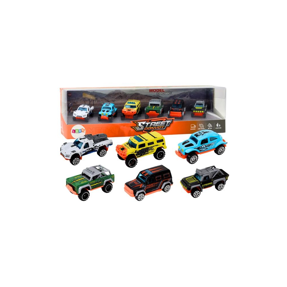 Metalinių visureigių rinkinys 1:64 6 vnt