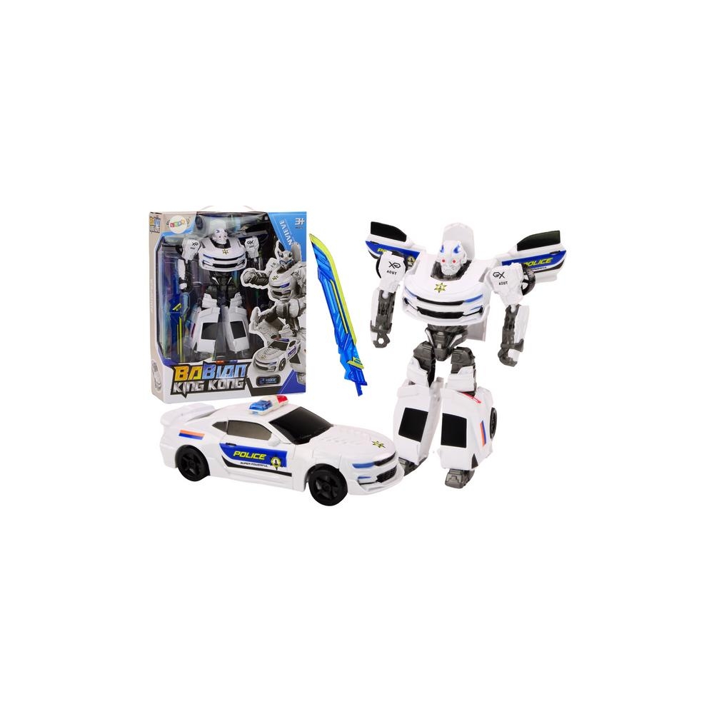 Robotas policijos automobilis Auto-Robot 2in1 Transformation, baltas