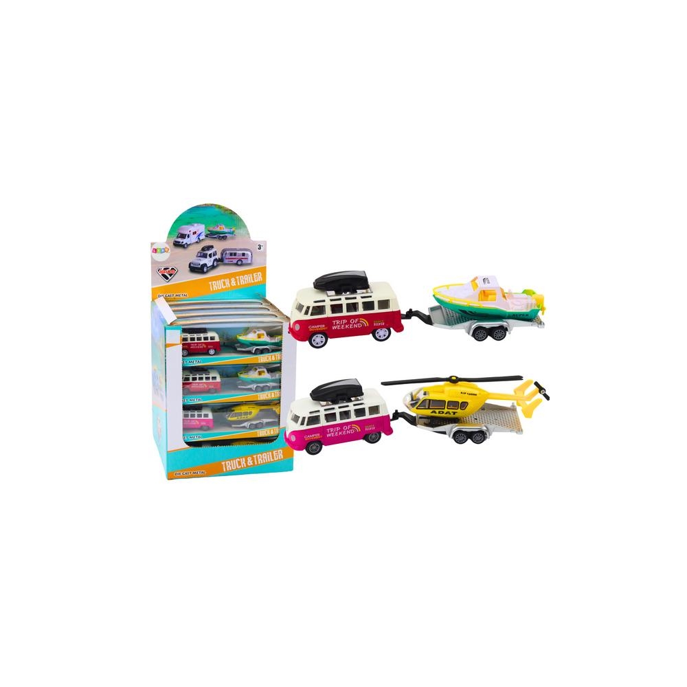 Off-road car with boat or helicopter, metal drive
