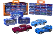 A set of cars with springs in a metal suitcase, 16 pieces