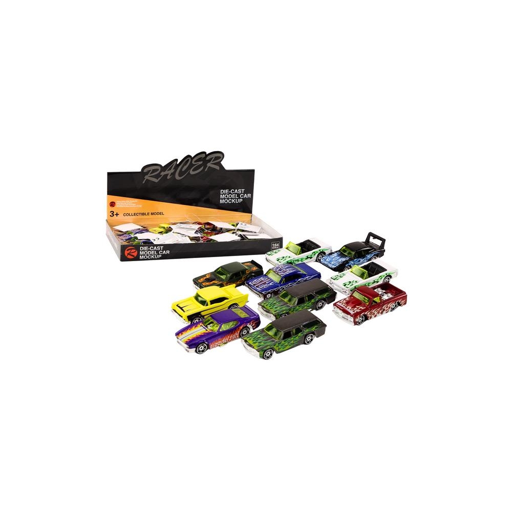 Žaislinis automobilis Lenktyninis automobilis Metalinė spyruoklė 1:64