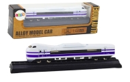 Kolekcinis geležinkelio vagono modelis 1:48 metalinis baltos ir violetinės spalvos