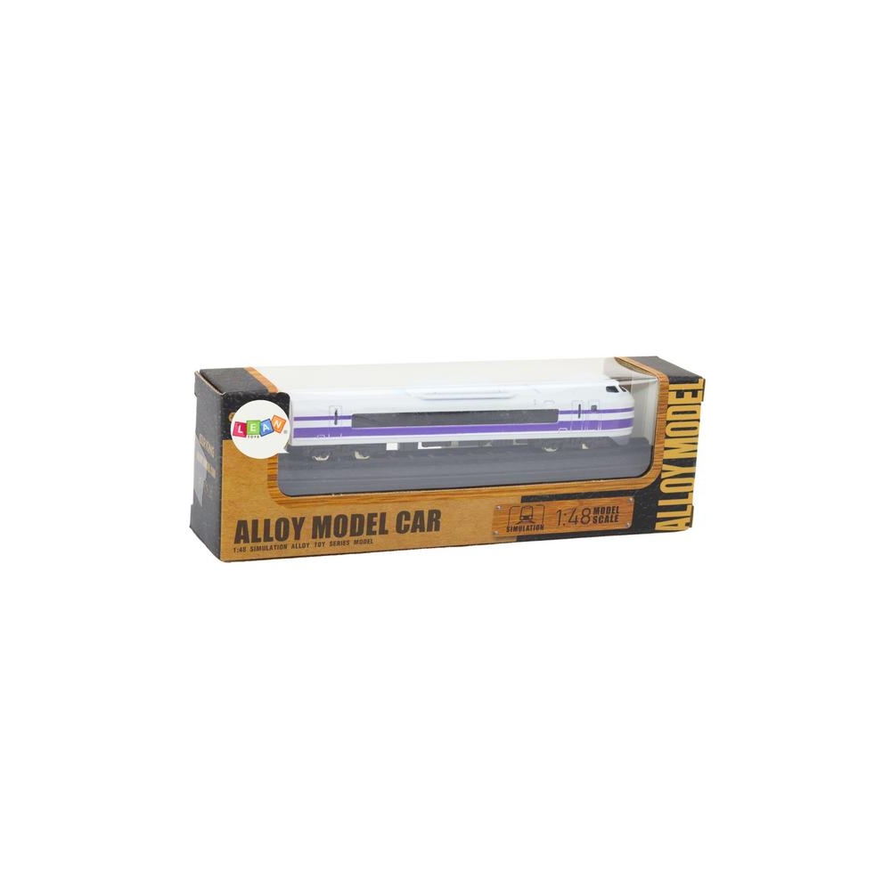 Kolekcinis geležinkelio vagono modelis 1:48 metalinis baltos ir violetinės spalvos