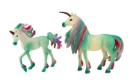 Collectible Figurines Unicorn with Little Green 2 pcs