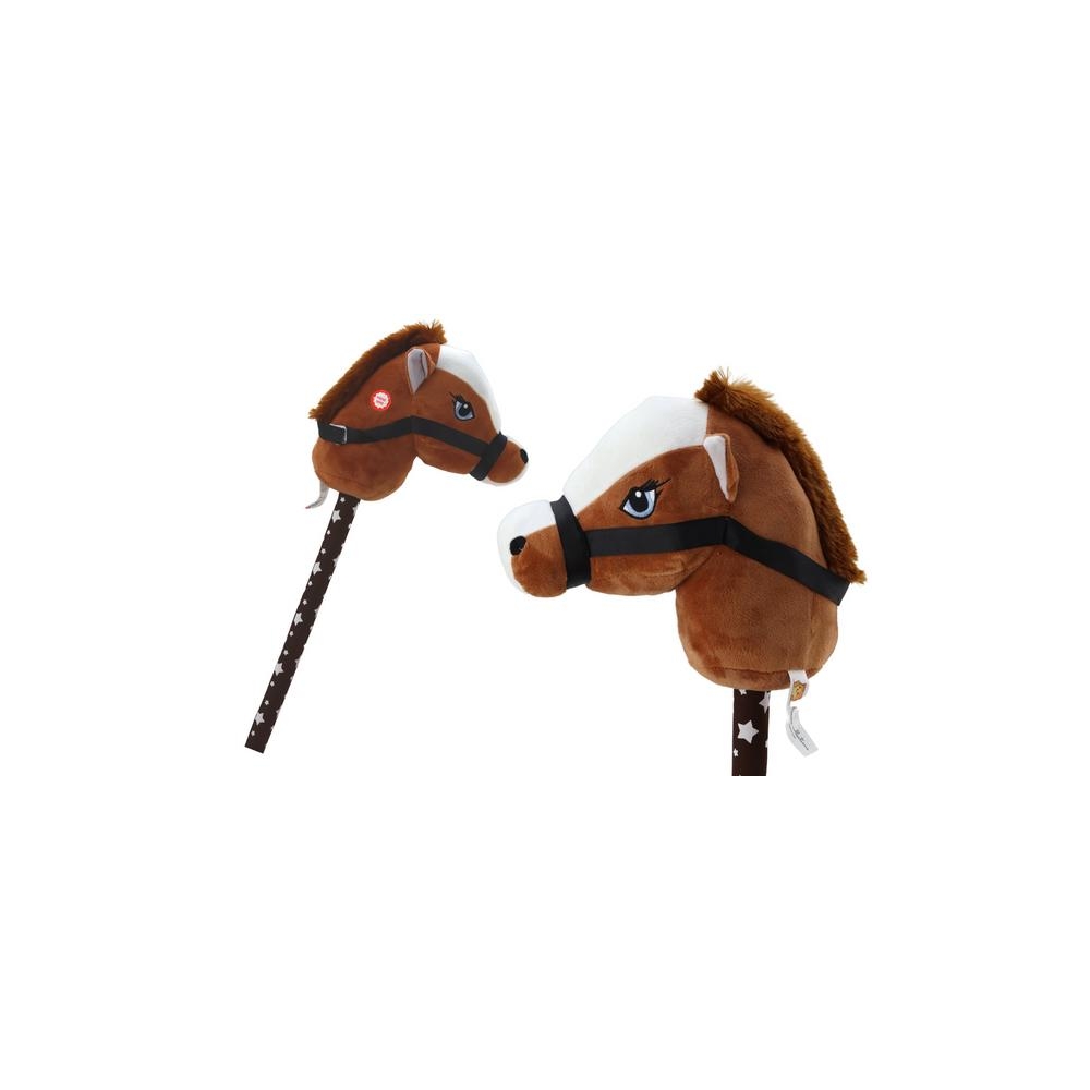 Pluszowa Głowa Konia Na Kiju Hobby Horse Koń Krótkowłosy Ciemnobrązowy Dźwięki