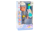 Baby Doll In Gray Pajamas Peeing Bottle Pacifier Sounds