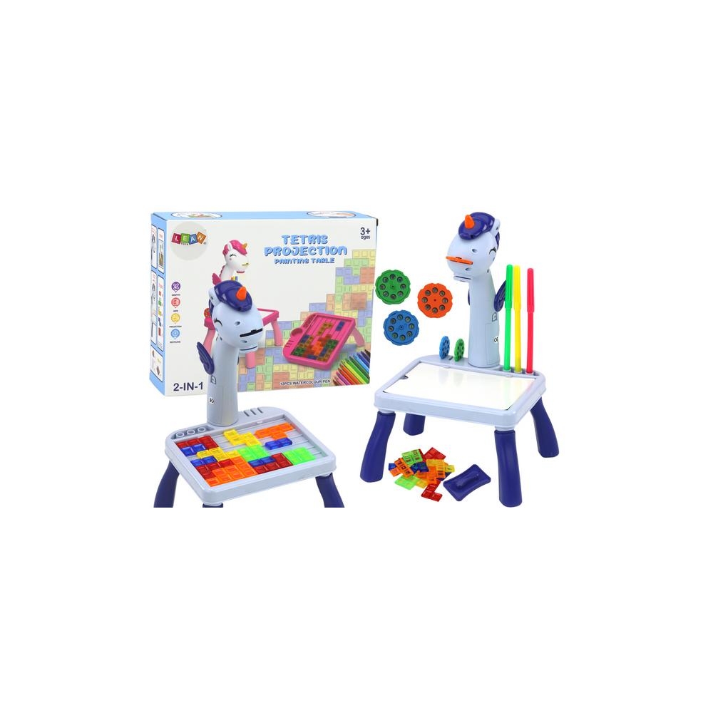 Mini projektorius Tetris stalas 2in1, Mėlynas vienaragis