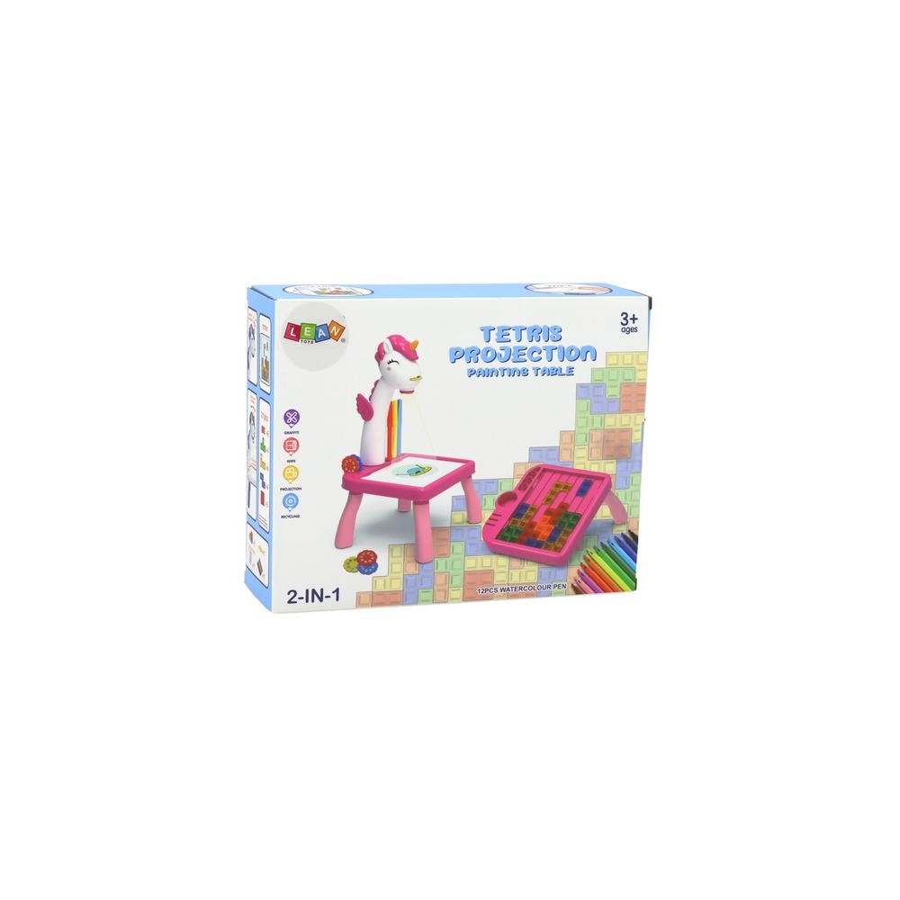 Mini projektorius Tetris stalas 2in1, Mėlynas vienaragis