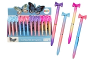 Pen with Bow Colorful Blue Refill 0.7mm Mix