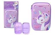 Large Unicorn Pencil Case, 3D, Purple, 23x15x5 cm