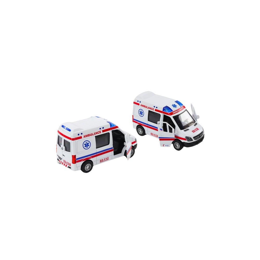 Greitosios pagalbos automobilis 1:32 Atidaromos durys Šviesos garsai balta