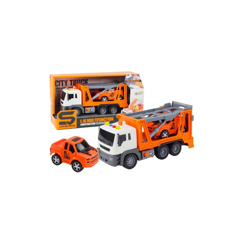 Daugiafunkcinis sunkvežimis su šviesomis ir garsais 1:16 Orange Autocar-Žaislai, Auto ir transporto žaislai, Mašinos-e-vaikas