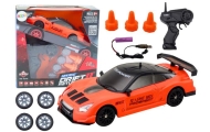 Remote Controlled R/C Sports Car 1:24 Orange Interchangeable Wheels