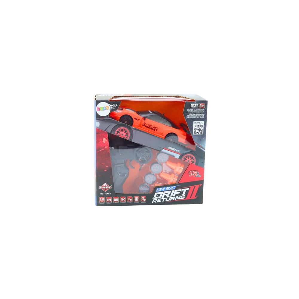 Nuotoliniu būdu valdomas R/C 1:24 oranžinis sportinis automobilis su keičiamais ratais