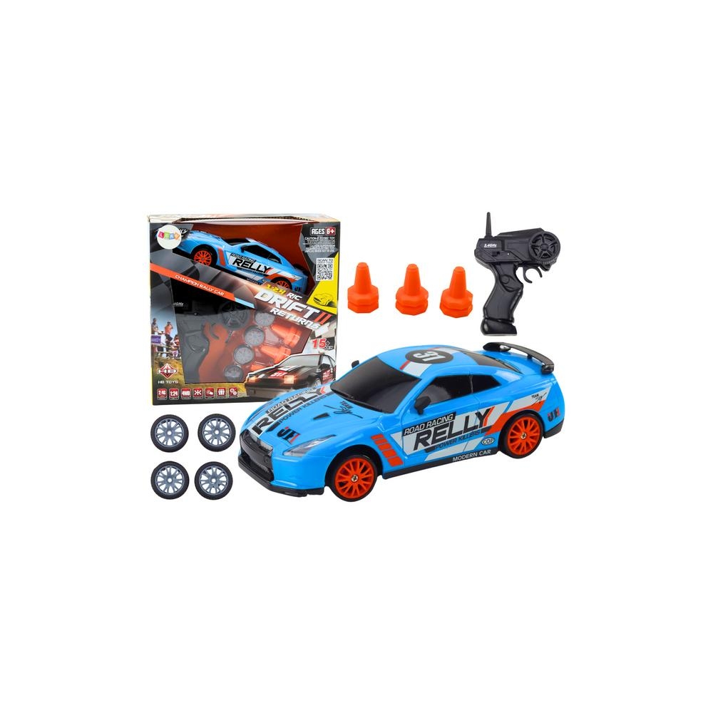 Nuotoliniu būdu valdomas R/C sportinis automobilis 1:24 Mėlyni keičiami ratai