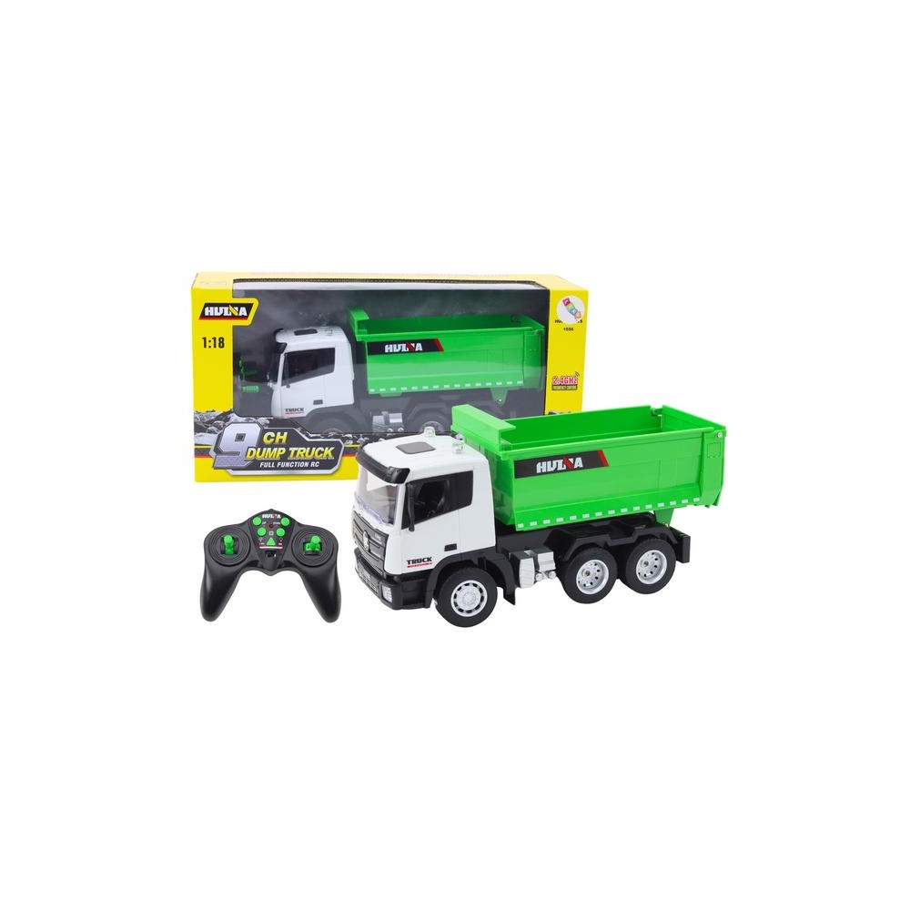 RC nuotoliniu būdu valdomas savivartis sunkvežimis 1:18 žalias-Žaislai, Auto ir transporto žaislai, Valdomos radijo bangomis-e-v