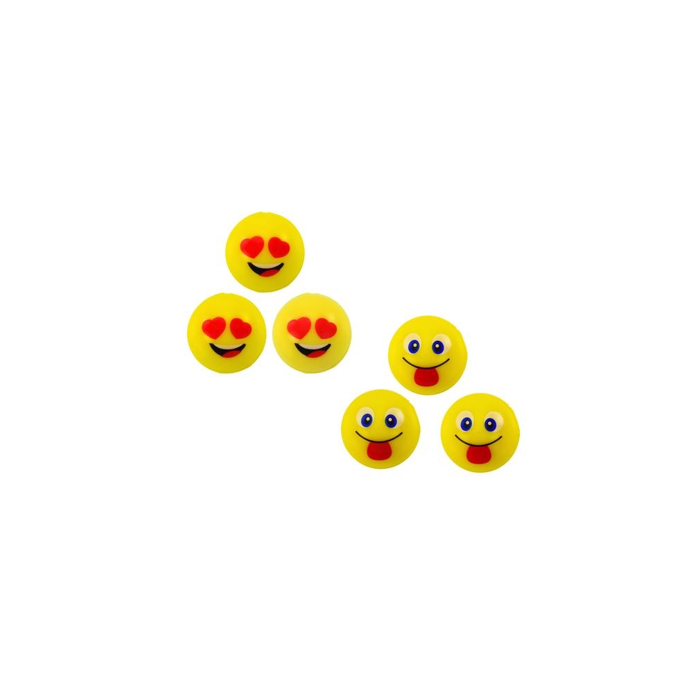 "Emoji" geltonos spalvos guminių kamuoliukų rinkinys 6 vnt