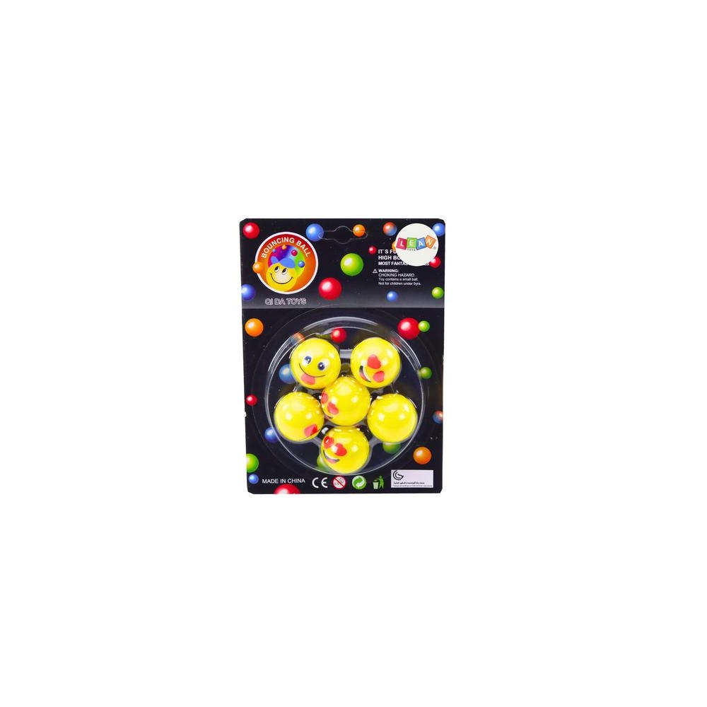 "Emoji" geltonos spalvos guminių kamuoliukų rinkinys 6 vnt