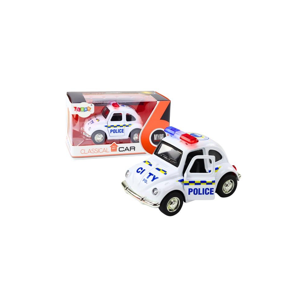Klasikinis policijos automobilis 1:38 baltas