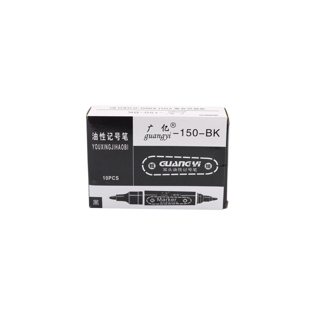 Double-Sided Waterproof Marker Set Black 10pcs.