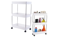 Mobile Shelf 4 Shelves White on Wheels