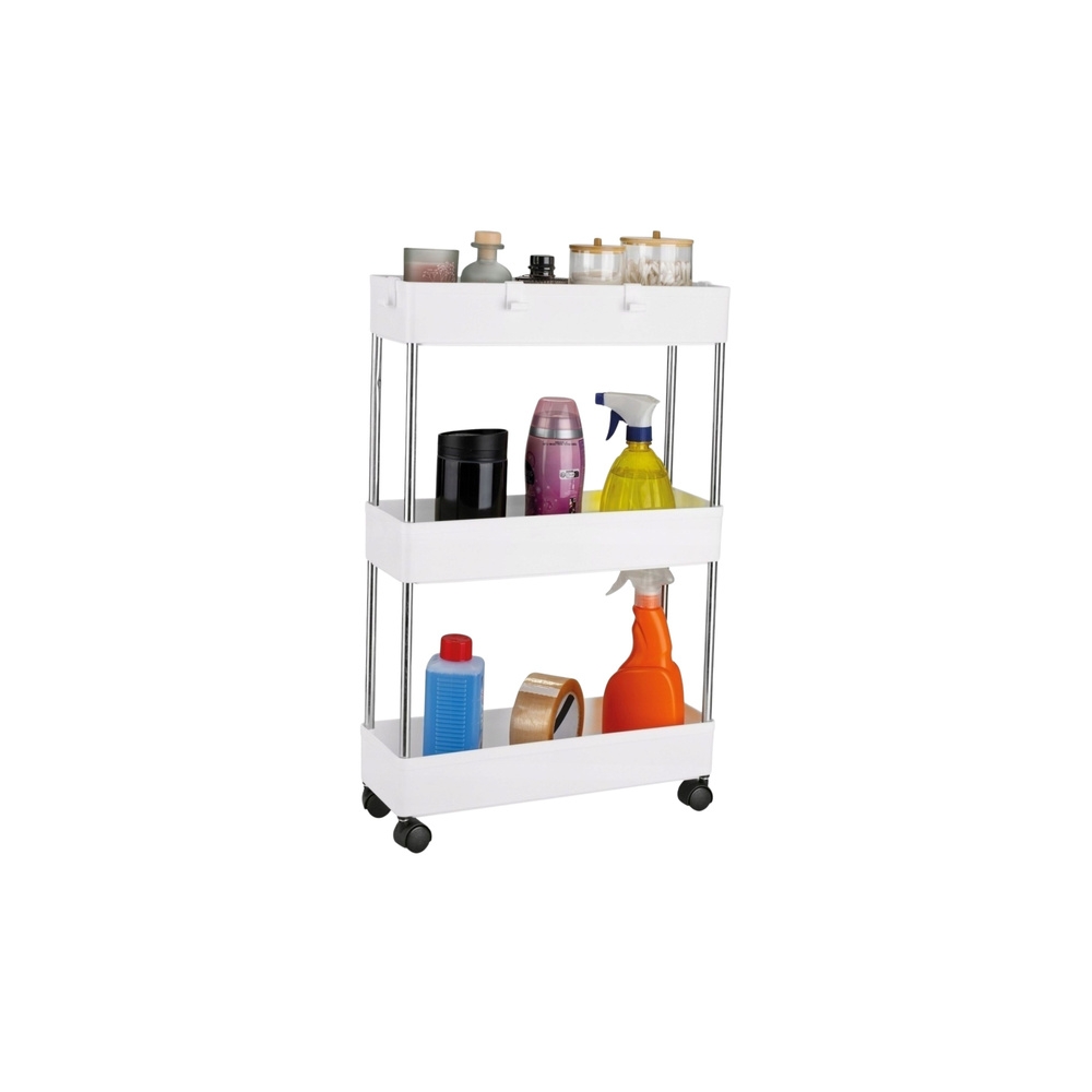 Mobile Shelf 4 Shelves White on Wheels