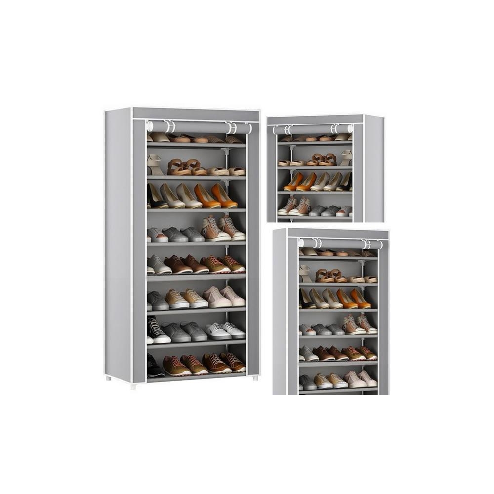 8-Tier Shoe Rack Organizer Wardrobe Gray