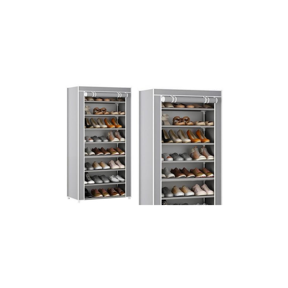 8-Tier Shoe Rack Organizer Wardrobe Gray