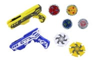 Gun Launcher Set 4 Metal Discs Blue Yellow Lights