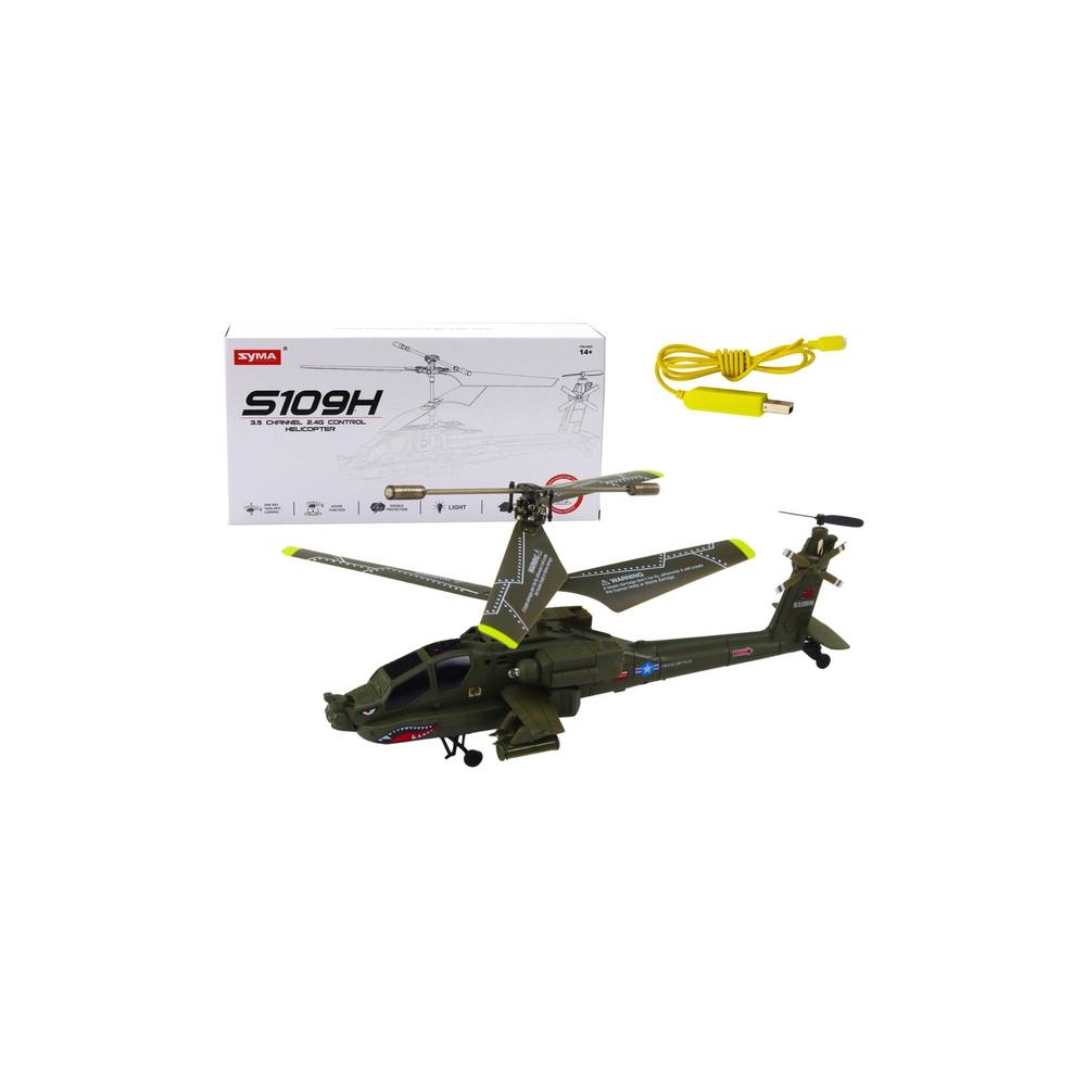 Helikopter Militarny Apache Zdalnie Sterowany RC Syma S109H Khaki