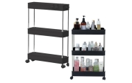 Mobile Shelf 3 Shelves - Black on Wheels