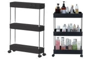 Mobile Shelf 3 Shelves - Black on Wheels