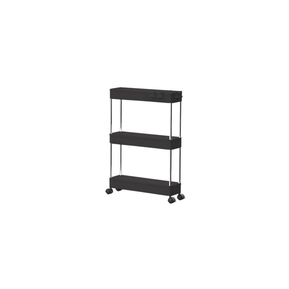 Mobile Shelf 3 Shelves - Black on Wheels