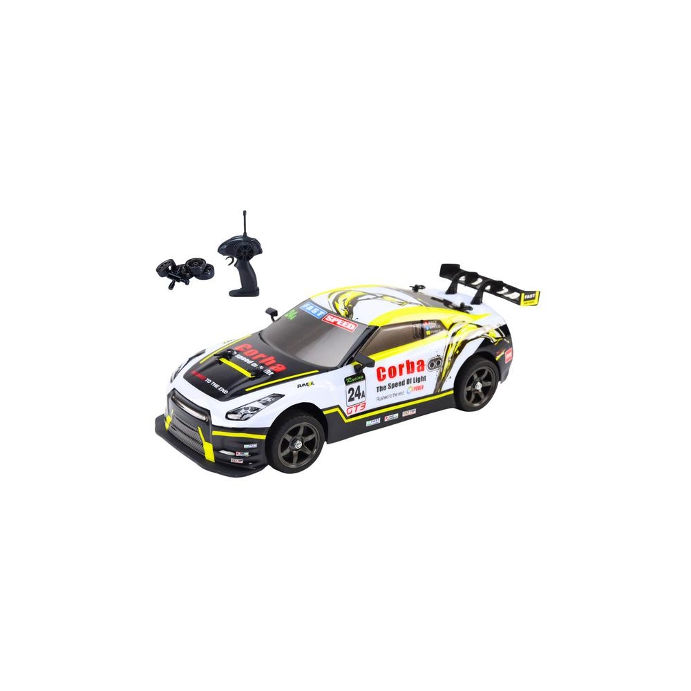 Nuotoliniu būdu valdomas RC sportinis automobilis 1:16 Driftas, baltas/geltonas