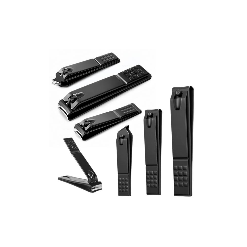 Nail Clippers Set 3 Pieces Large Small Slanted Black