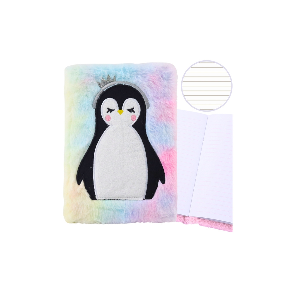 Plush Fur Notebook Lined Penguin Notebook Colored A5