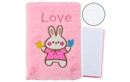 Pliušinė užrašų knygutė su užrašu "Bunny Love" rožinės spalvos