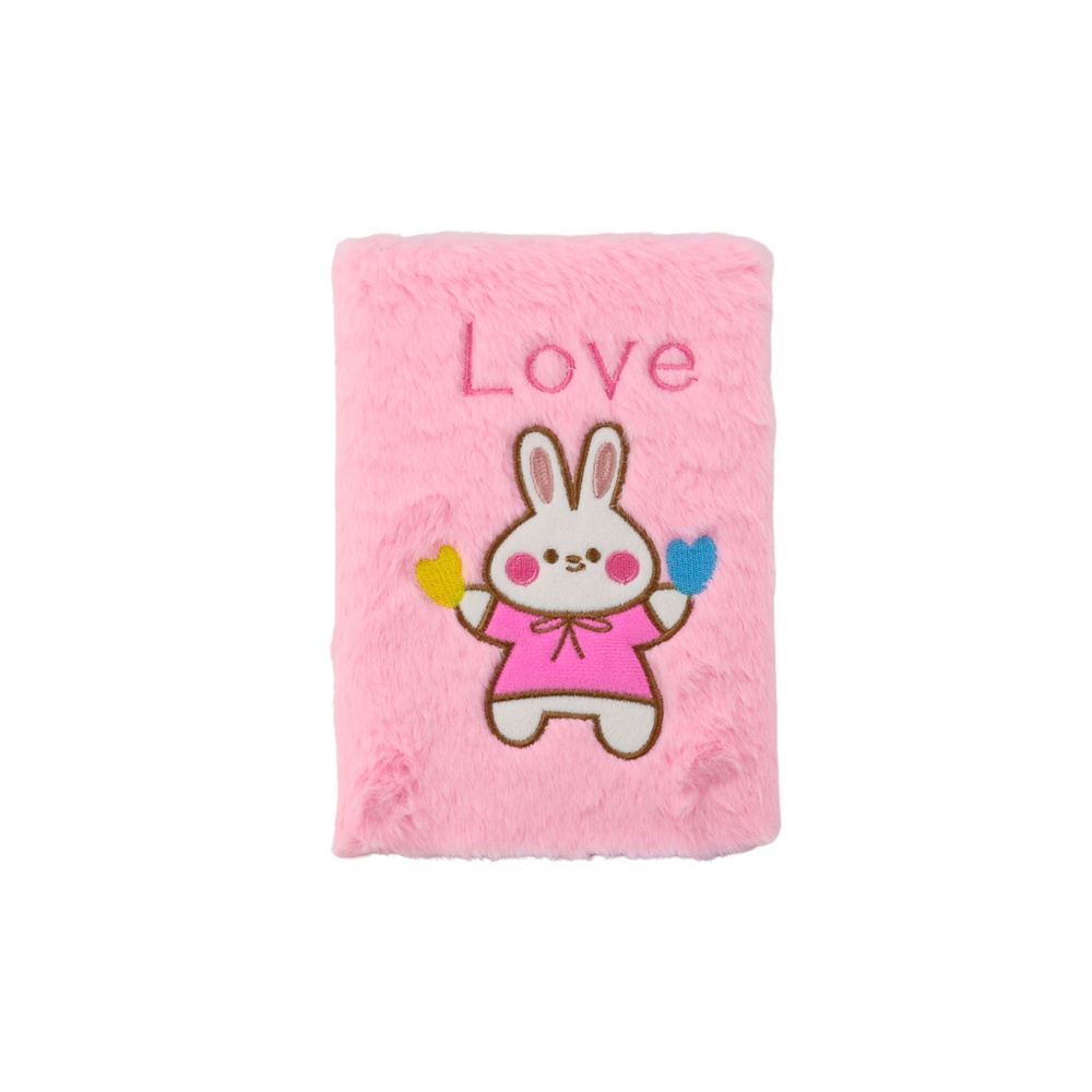Pliušinė užrašų knygutė su užrašu "Bunny Love" rožinės spalvos