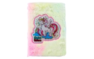 Plush Fur Notebook Lined Notebook With Unicorn Colorful A5