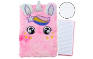 Plush Notebook Lined Unicorn Pink Rainbow