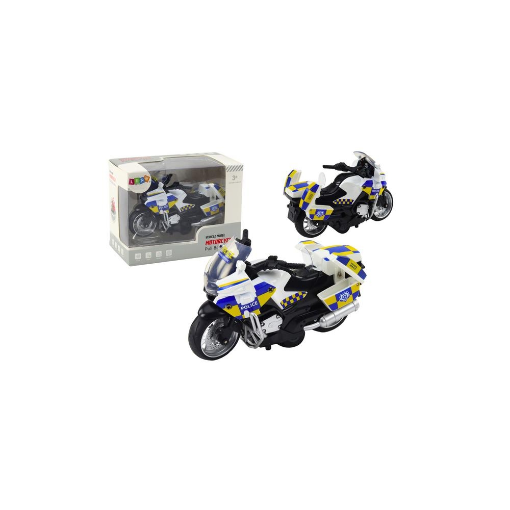 Policijos motociklas su frikcine pavara, žibintai, garsas