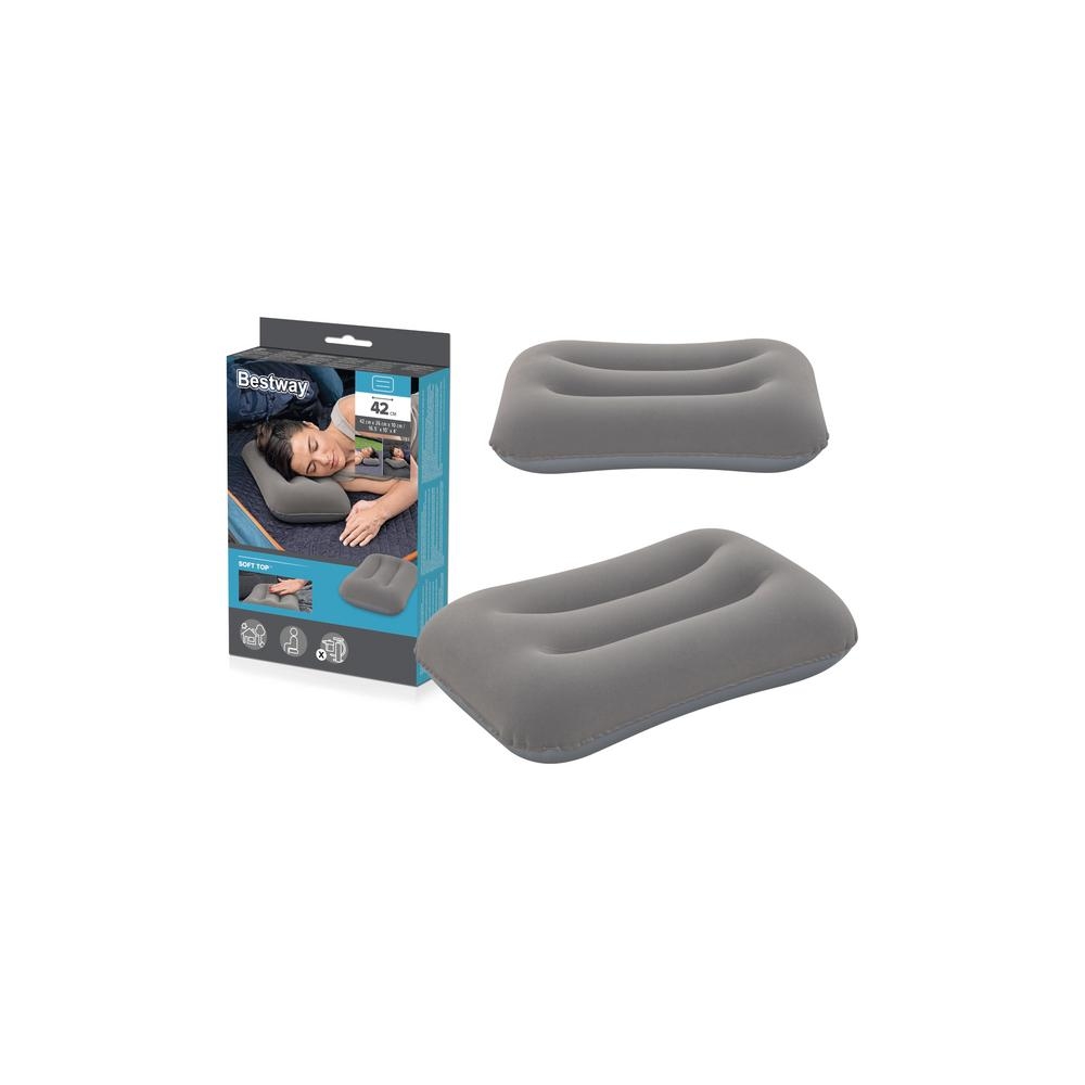 Dmuchana Poduszka Welurowa Szara 42 cm Bestway 67121