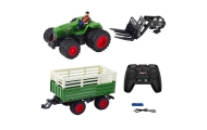 RC Remote Controlled Agricultural Tractor With Trailer And Forks Double Wheels