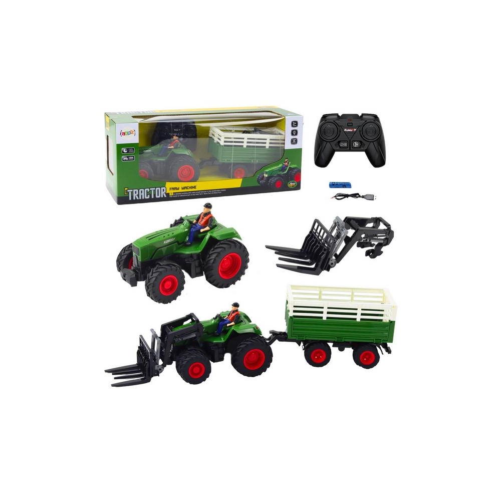 Agricultural Tractor With Trailer And Forks Remote Controlled RC 2.4G