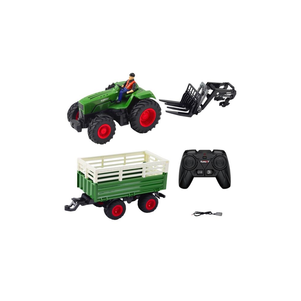 Agricultural Tractor With Trailer And Forks Remote Controlled RC 2.4G