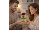 Eternal Rose In Glass Dome LED Lighting Red 21x11cm