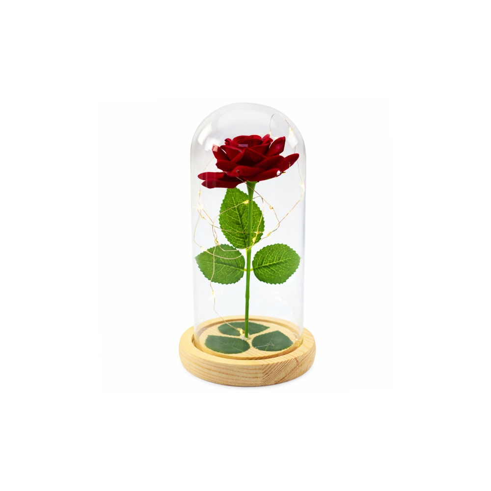 Eternal Rose In Glass Dome LED Lighting Red 21x11cm
