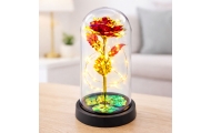 Wieczna Róża W Kopule Kryształowa Oświetlenie LED Czerwona 21x11cm