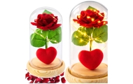 Eternal Rose in Dome with LED Lighting Red with Heart 14x8cm
