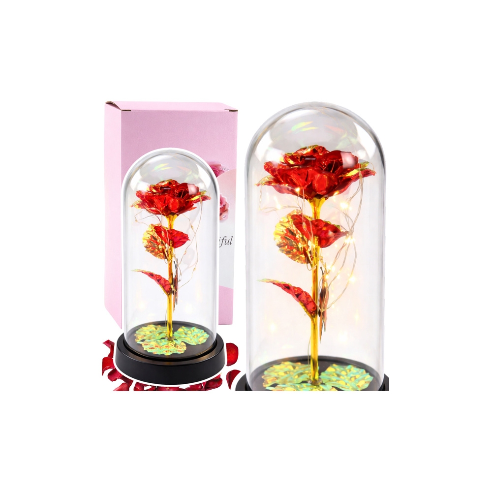Amžinoji rožė kupole LED apšvietimas Butterfly Red 21x11cm